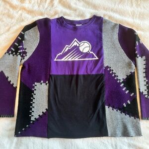 Men’s Purple & Black Graphic Baseball Sweatshirt
